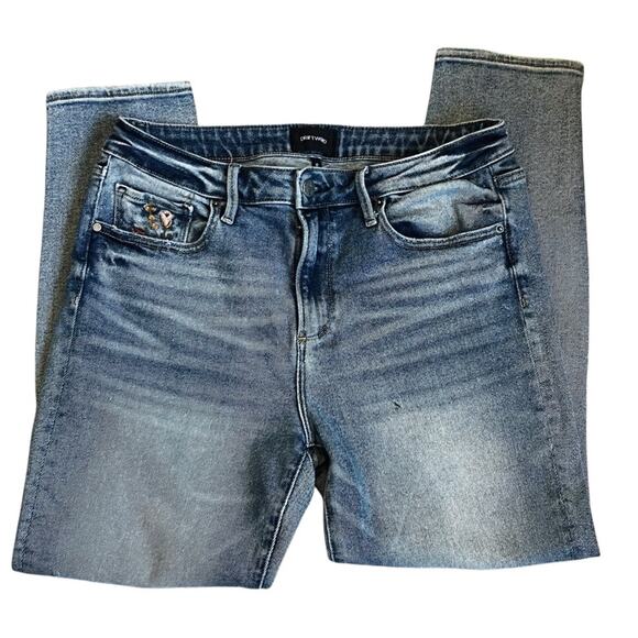 Driftwood x Free People Women’s Sz 28 Embroidered Gizelle Denim Jeans Stretch - Picture 4 of 14